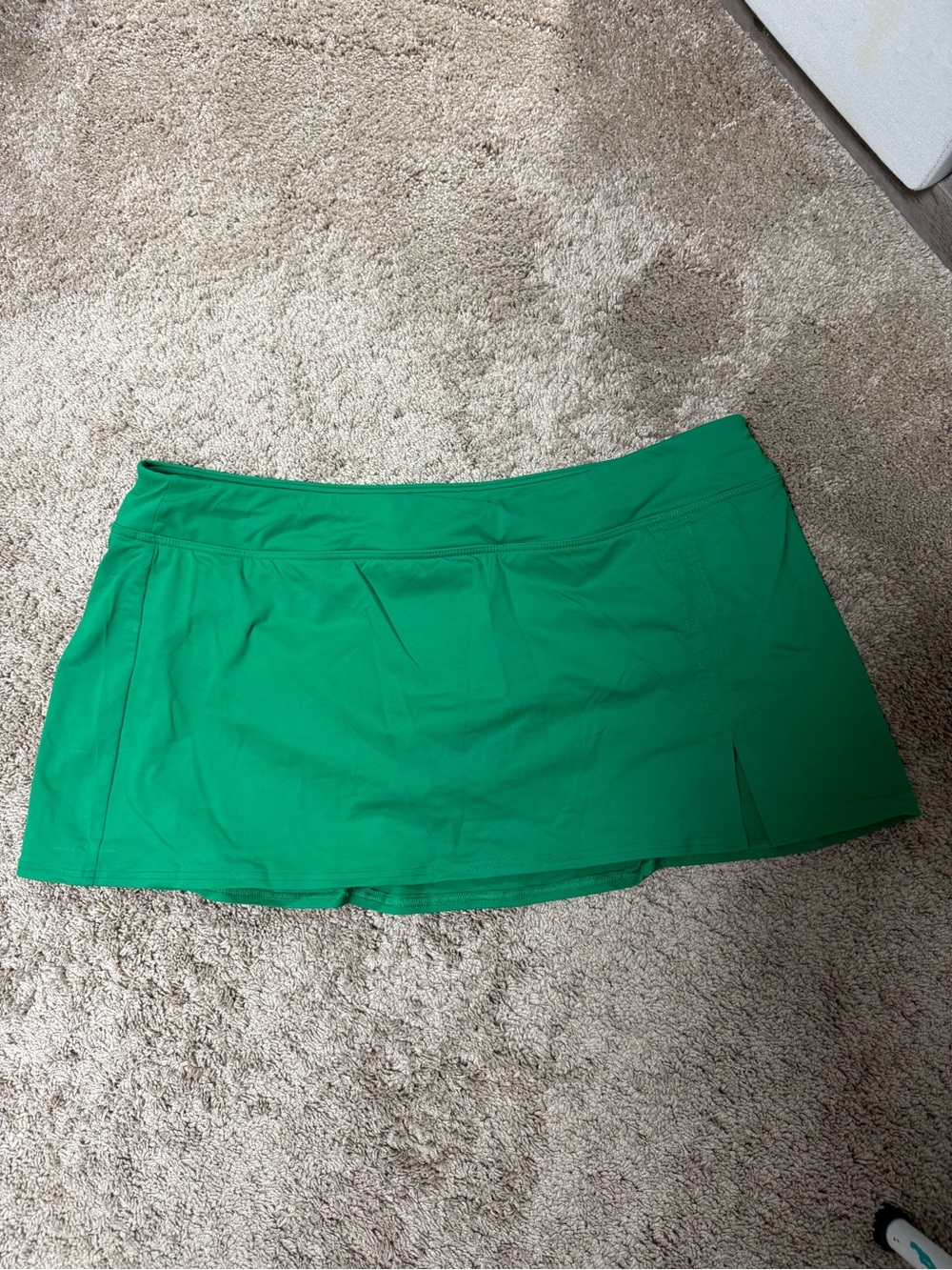Lands' End Green Swim Skort with side slit.